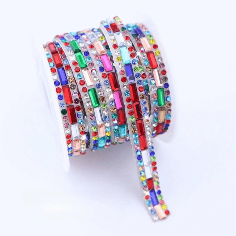 Rhinestone Trim Colorful Crystal Strip Self Adhesive Flexible Rhinestone Strip DIY Supply Shiny Apparel Accessory Bag Decor