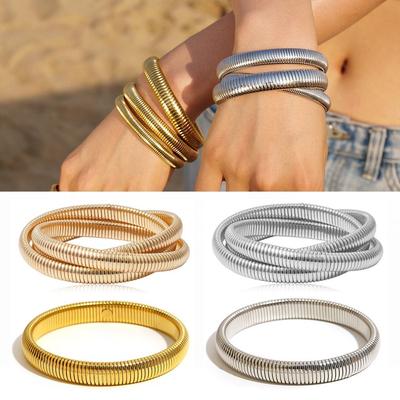 Nerezová ocel Vintage náramek Jednoduchý design Spirálový náramek Odolný Elastický náramek Dámský Dívčí