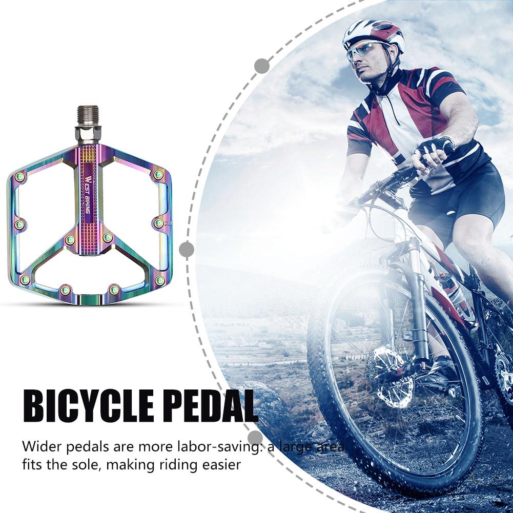 WEST BIKING Aluminum Alloy Footboard Hollow Anti-skid Bearing Mountain Bike MTB Foot Pedals Smooth Bearing Bike Part Accessories