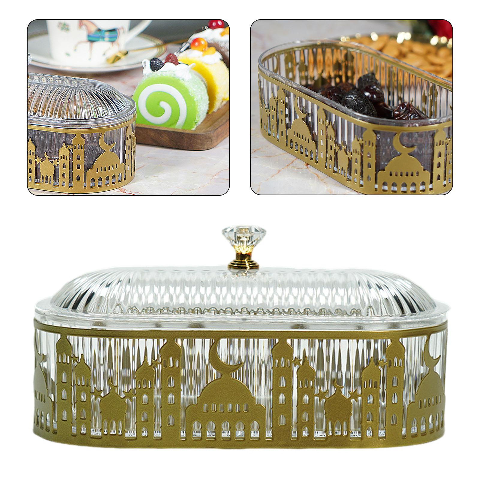 

Поднос для украшения Рамадана 2025 года, изысканный узор «Звезда, Луна, Замок», ящик для хранения змеи, конфет, фруктов, печенья, декоративная опора для праздника Ид Мубарак шампанского