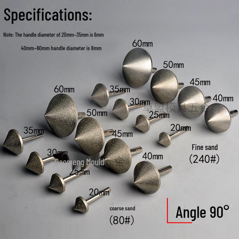 Cabezal de Rectificado Diamantado de 90°: Herramienta Cónica de Escariado y Chaflanado de Acero Inoxidable para Agujero Interior de Azulejo