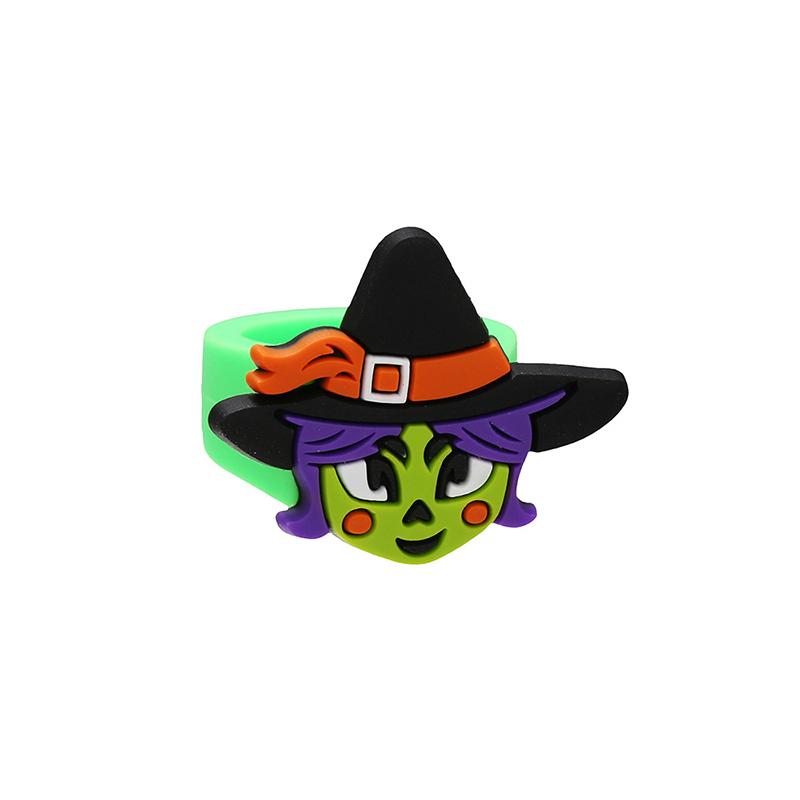 

10pcs Lovely Pumpkin Ghost Witch Bracelet Rings Girl Kids Wrist Strap Colorful Halloween Wristbands Cartoon Rings Party Gift