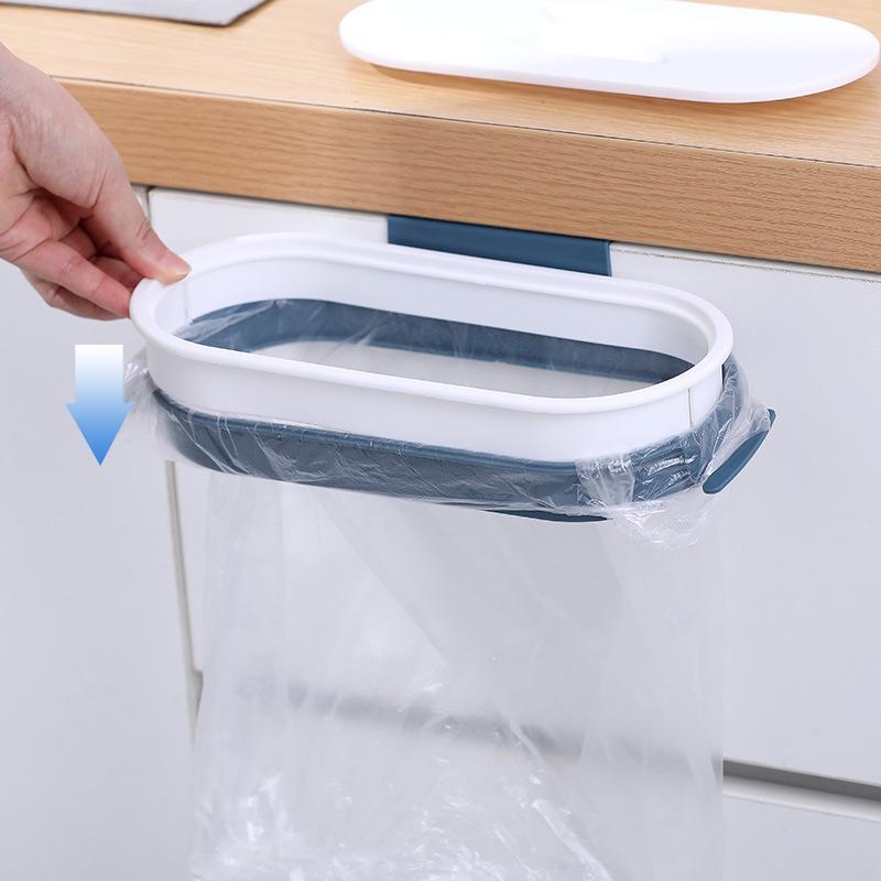Wall-Mounted Trash Bag Holder & Storage Rack with Lid and Hook for Kitchen Cabinets