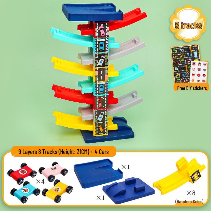 Multi-Layer Educational Inertial Gliding Track Toy Car for Kids Aged 3-6