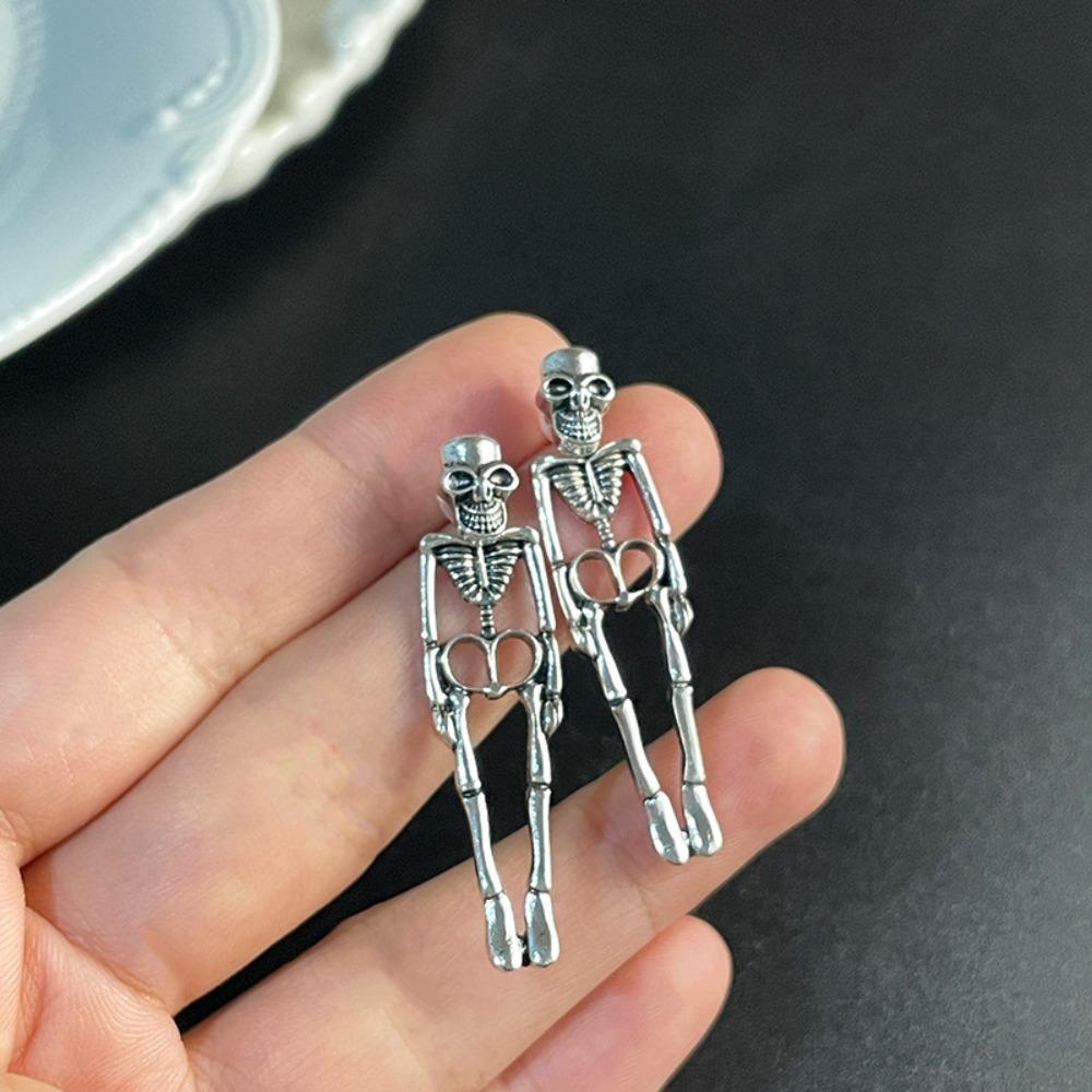 Zinc Zinc Alloy Skeleton Earrings Hip Hop Imitation Human Bone Earrings Aesthetic Halloween Earrings  Gift
