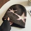 Американский стиль Мешковатая шапка-бини С отворотом Ретро Дизайн со звездами Вязаная шапка Для большой головы Мягкая пряжа Комфортная посадка