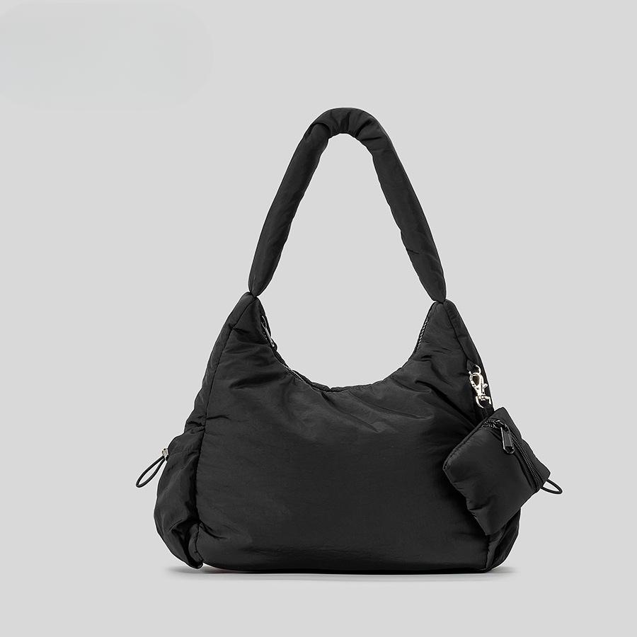 U-shape Nylon Shoulder Bag Female Literary Down Jacket Cotton Handbag Commuter Armpit Bag