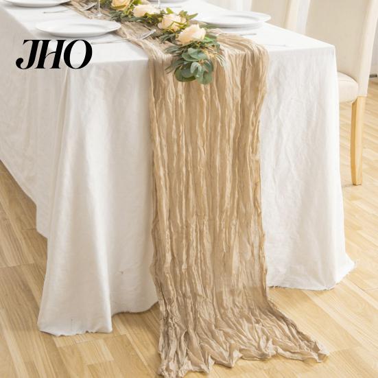 Tablecloth Decor Table Runner Rustic Soft Washable Party Decoration Non-Fading Hand-dyed Wedding Cloth