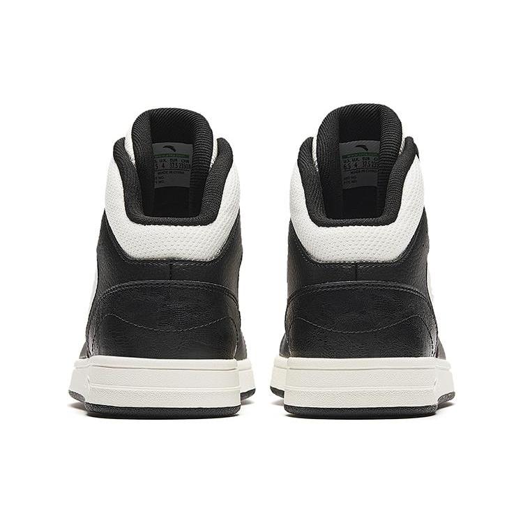 Anta Textile, Synthetic Leather Cushioning, Wear Resistant High top Skateboard Shoes Women's Black White 922348087-4