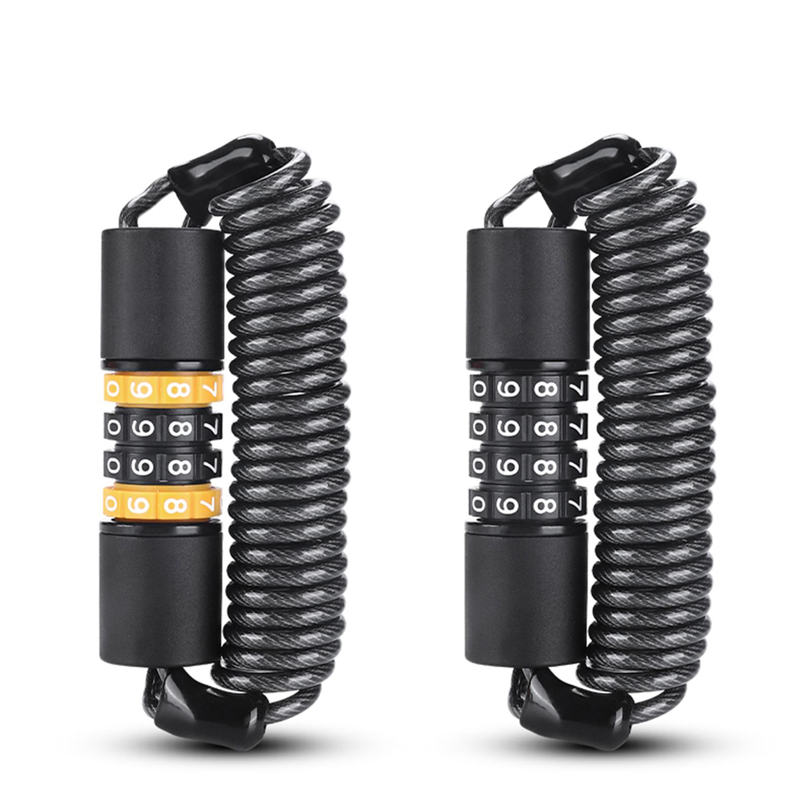 

Bicycle Safety Lock Bike Helmets AntiTheft Elasticity Locks 4 Digits Combination Password Road Bike Steel Cable Lock Portable
