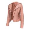 Dámske bundy Nity Umelá koža Klopa Zips Bomber Bunda Krátky Slim Fit Moto kabát Vonkajšie Oblečenie