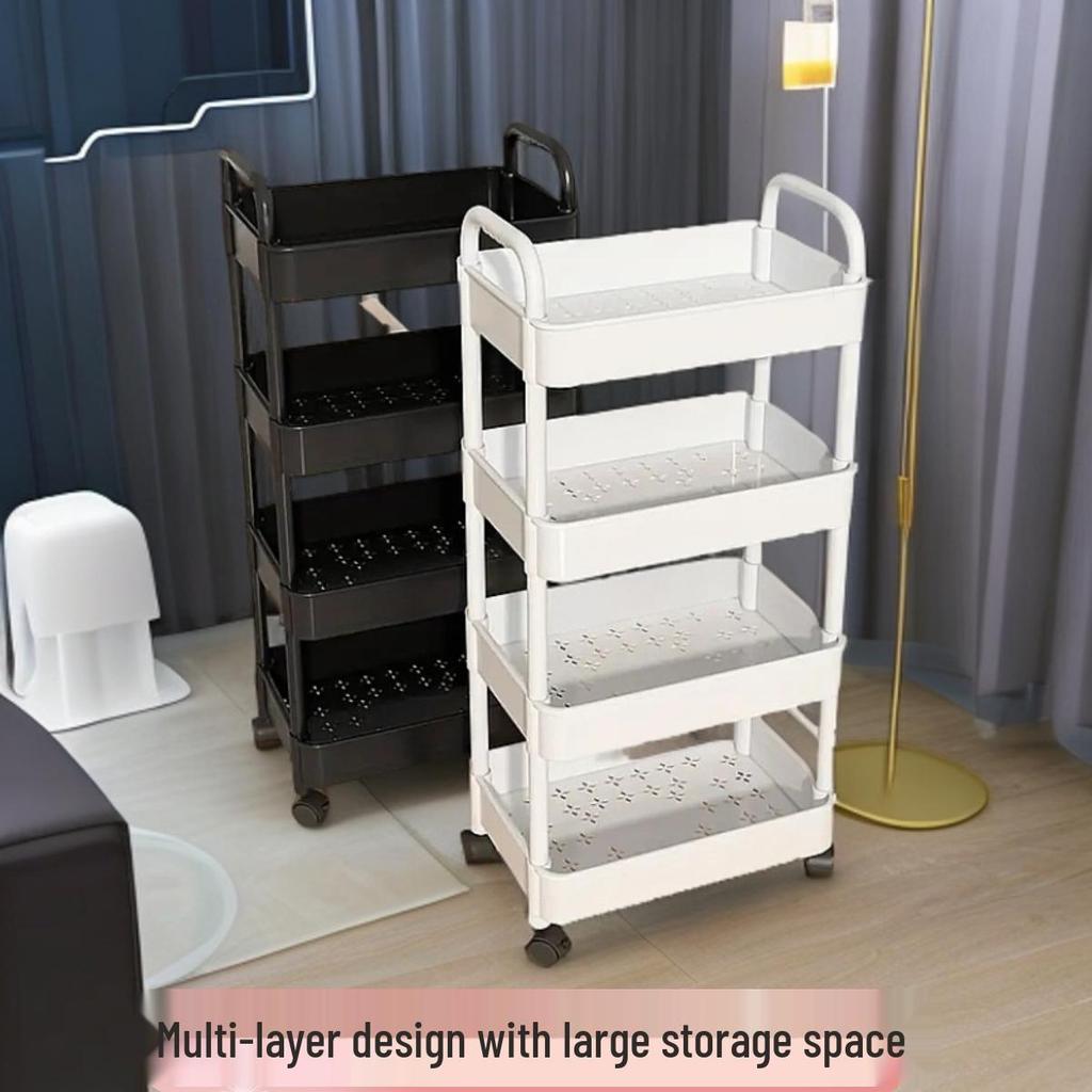 Compact Multi-Layer Movable Storage Rack for Snacks and Bathroom Essentials