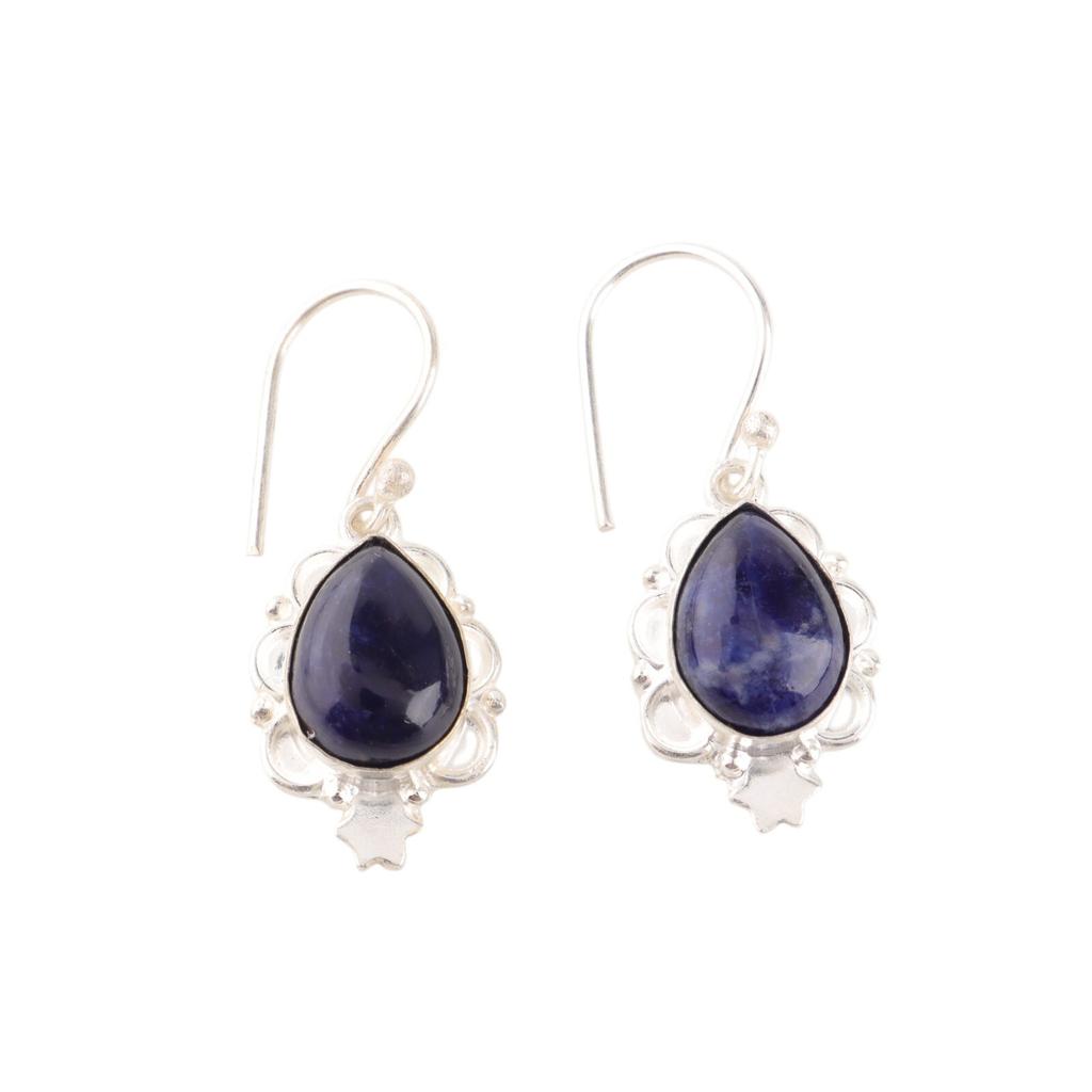 Natural Sodalite Gemstone 925 Stamped Silver Handmade Jewelry Earrings For Women EE-163-29
