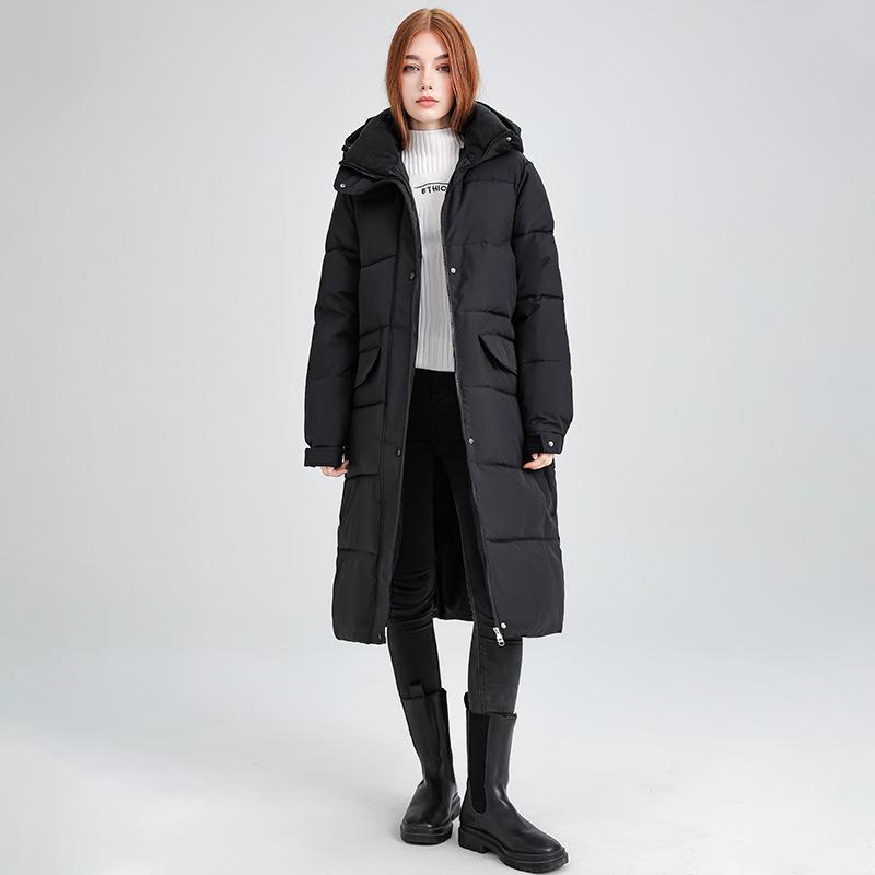 Down Cotton Clothes Women's Medium and Long 2025 New Hooded Korean Version Winter Loose Cotton-padded Clothes Over the Knee Thickened Coat