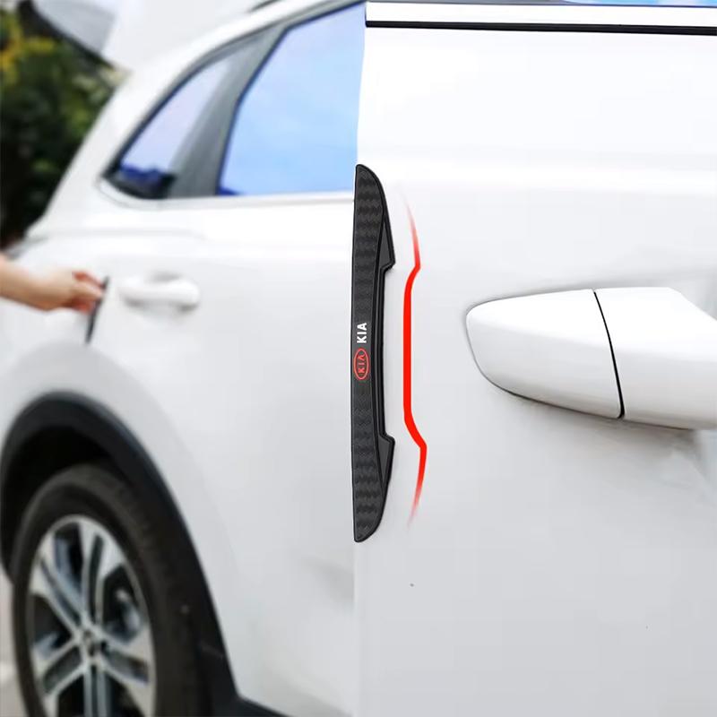 For Kia Morning Picanto Rio Stonic Sportage Ceed Optima Forte 5 3 Car Logo Anti-collision Strip Auto Door Bumper Protector 4Pcs
