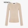 MO&Co. Women's Round Neck Slim Fit Long Sleeve Knit Sweater