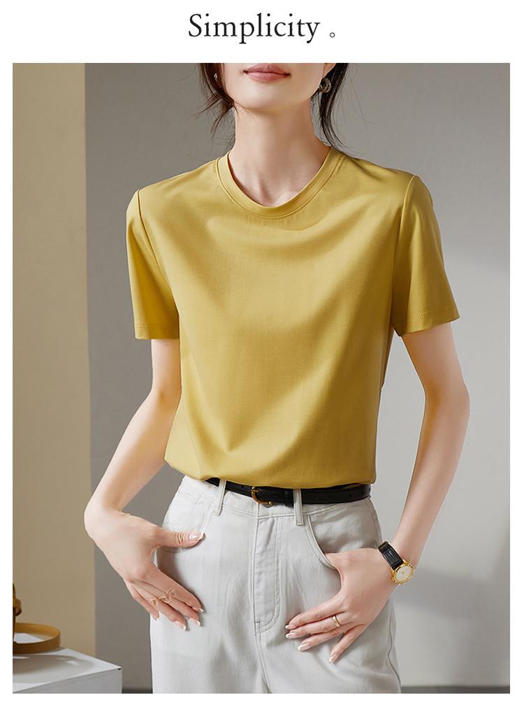 Simple Basic Round Neck Short Sleeved T-shirt for Women In Summer 2025, Fashionable and Versatile Casual Solid Color Top