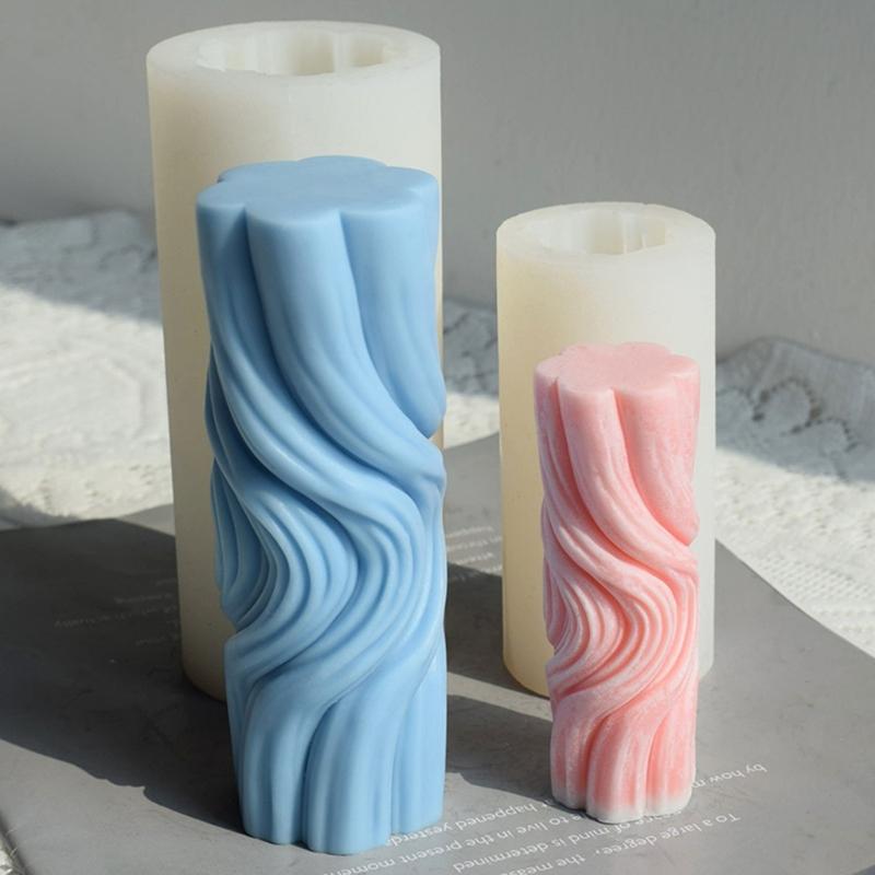 Silicone Candle Mold for Home Decorations Waxes Mold Water Ripple Cylindrical Candle Making DIY Aromatherapy Candle Art