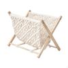 Bohemian Macrame Rack, Foldable Organizer, Rustic Book Display for Bedroom, Bathroom, Dorm