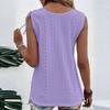 U Neck Summer Women Hollow Out Tank Tops Sweet Solid Color Sleeveless Blouse Fashion Elegant Buttons Shirts Large Size Office Simple Casual Clothing