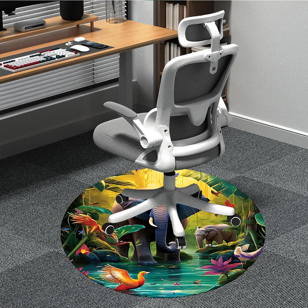 

1pc Jungle Safari Print Chair Carpet for Office Non-Slip, Rug for Office, Room, Good Gift for Family or Friends, yy251226154 80cm by 80cm