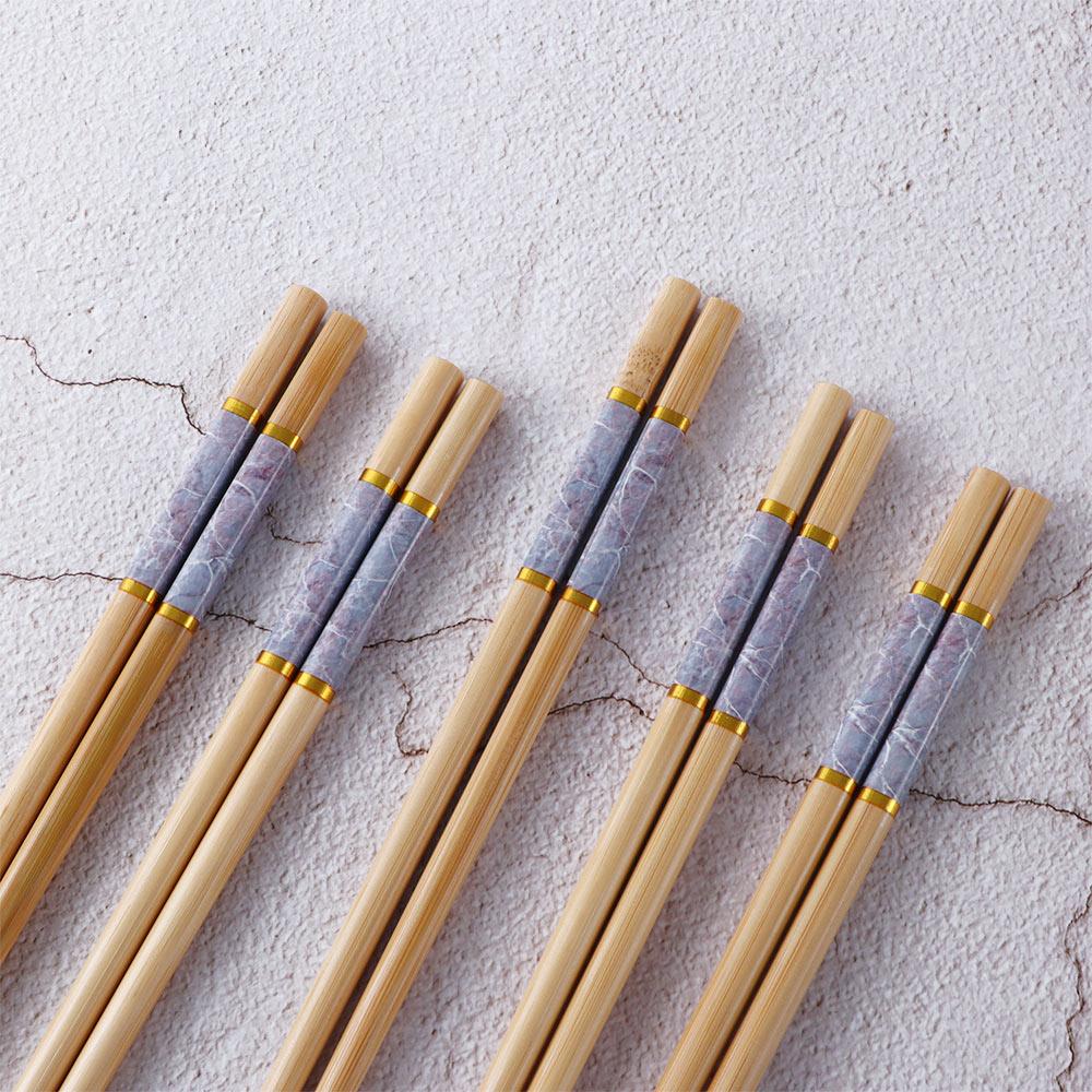 5Pairs Bamboo Sushi Anti-skid Rice Tableware Dinnerware Set Chopsticks Kitchen Supplies