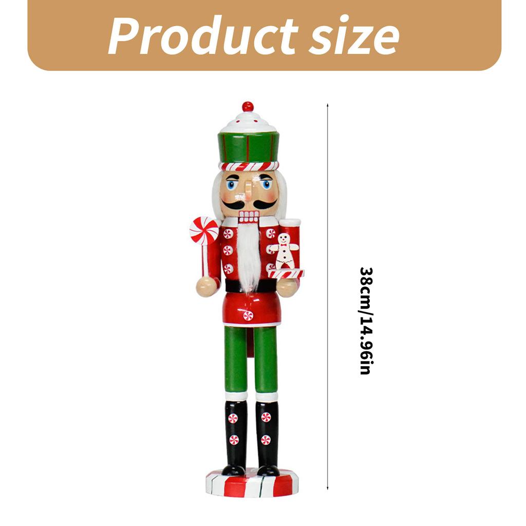 Ręcznie robione drewniane figurki dziadków do orzechów, ozdoby świąteczne w stylu cukierków, 38 cm, kreatywne figurki kukiełek