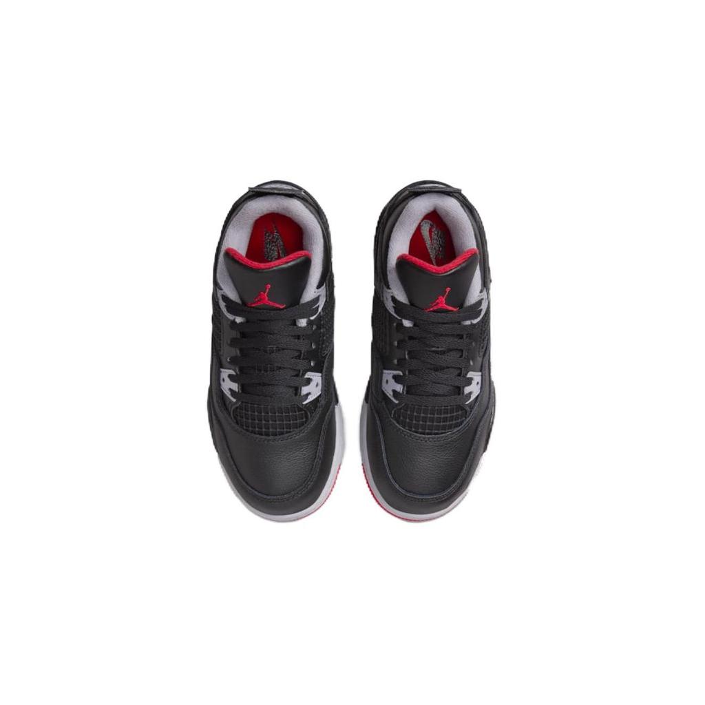 Air Jordan 4 Retro PS Bred Reimagined Kids Sneakers Black Fire-Red Cement-Grey BQ7669-006