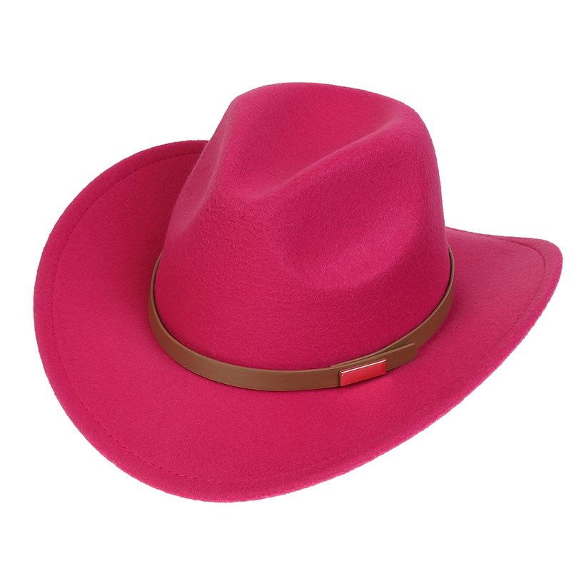 Western Cowboy Top Hat Spring And Autumn New Jazz Hat Big Brim Pentagram Belt Accessories Felt Hat Men And Women