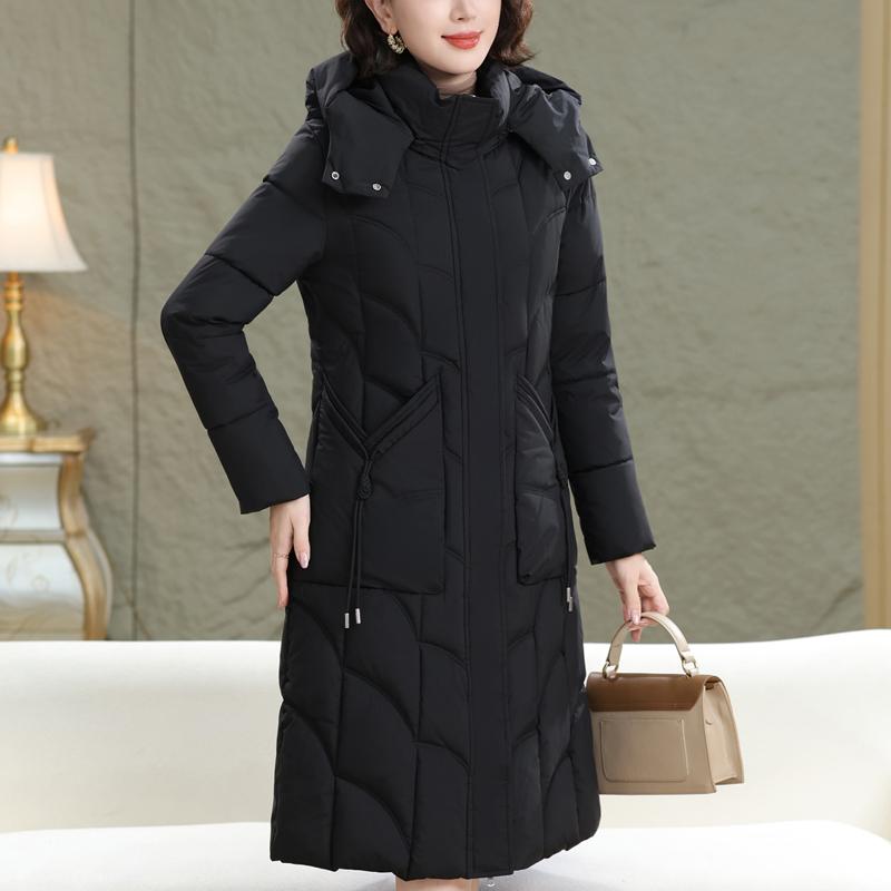 Παλτό Μεγάλου Μεγέθους XL-6XL για Γυναίκες Μέσης Ηλικίας Χειμερινά Μακριά Παρκά με Κουκούλα Χοντρά Ζεστά Καθημερινά Γυναικεία Μπουφάν