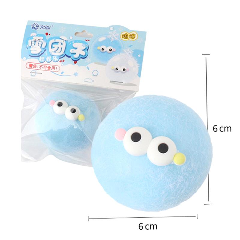 1 Piece Handmade Flocking Fluid Snowball Stress Relief Squishy Toy Mochi Slow Rebound New Fidget Props Birthday Party Gift