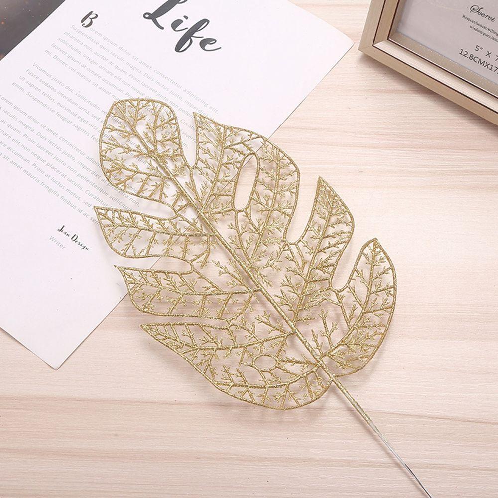 Wedding Home Glitter Glitter Leaves Christmas Tree Decor Artificial Flower Christmas Decorations