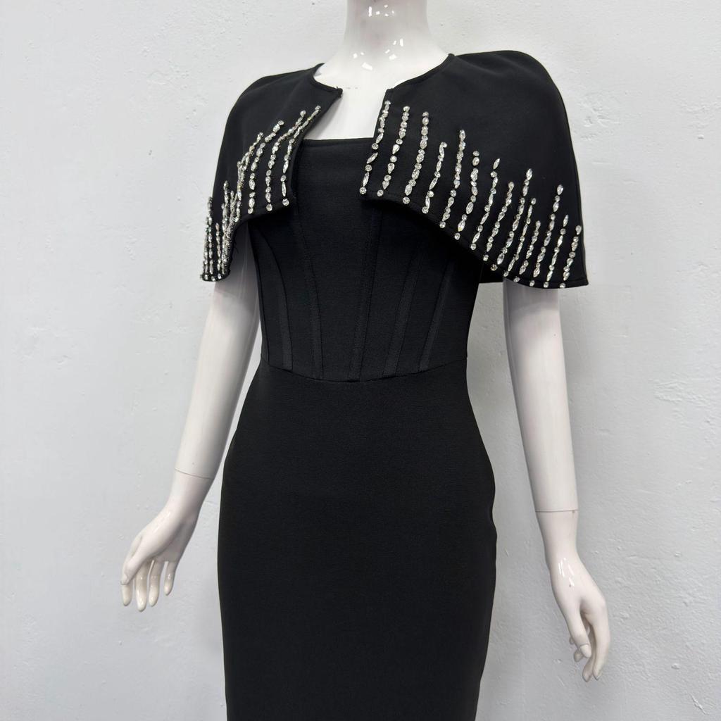 Europäisches & Amerikanisches Elegantes Damen-Strassschal-Schmal geschnittenes Bandage-Abendkleid