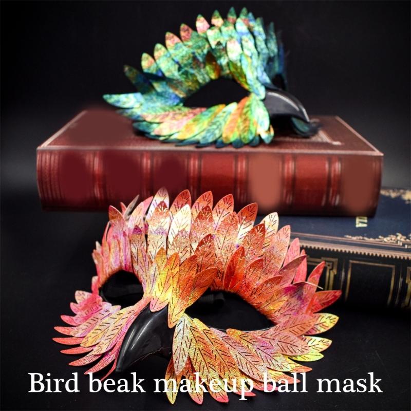 Maschera di Maschera Maschera d'Aquila Maschera Mezza Faccia Maschera per Role Playing Maschera da Festa Maschera con Becco d'Uccello e Piume Maschera per Costume di Halloween