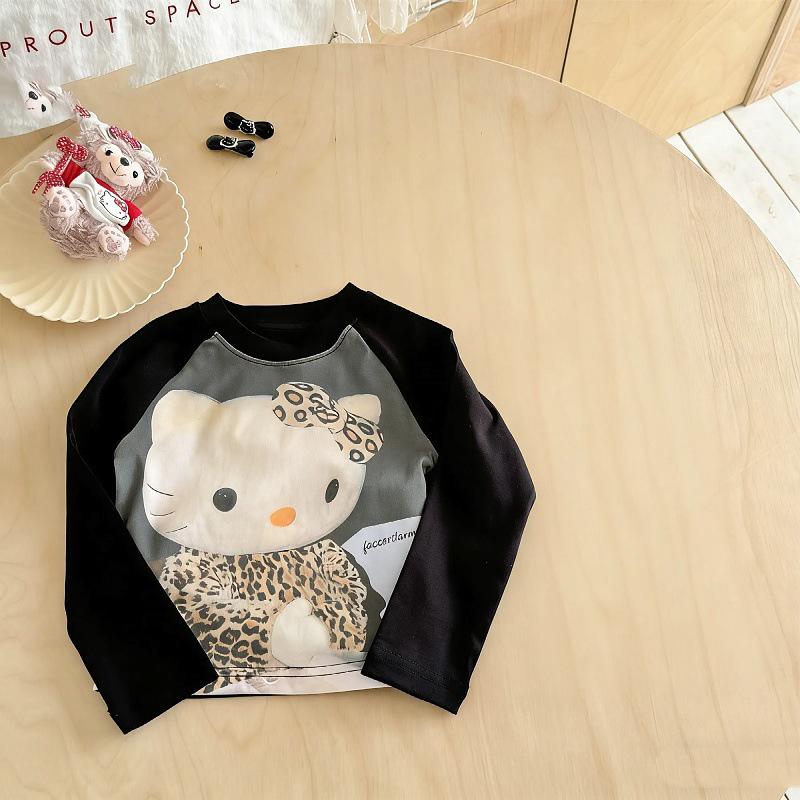 

2026 Нові корейські дитячі футболки з принтом, милі, з довгим рукавом - Модний та універсальний базовий шар 110cm