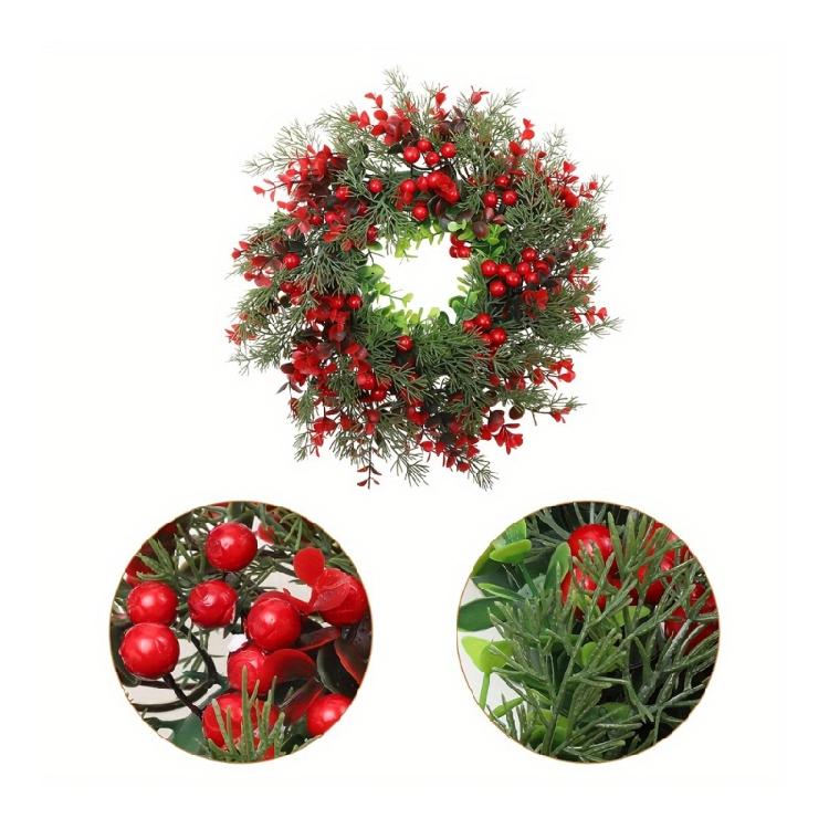 Multipurpose Large Green Leaves Christmas Wreath with Berries Designs for Festival Garden and Party Decorations