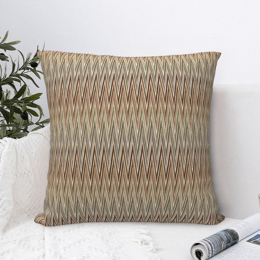 Earth Toned Waves Zigzag Pillowcase Polyester Cushion Cover Gift Wavy Throw Pillow Case Cover Home Zipper 40*40Cm