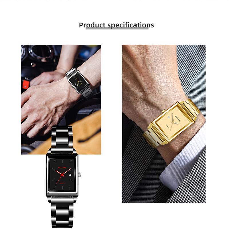 New square watch Steel band Quartz watch Calendar Watch Business Men's Watch Student Watch Small watch