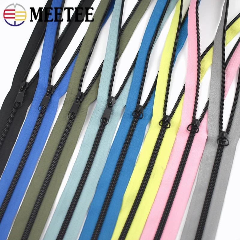 1-5M 5# Meetee Nylon Zippers with Zip Puller Sliders Bag Jacket Zips Tape By The Meter Plastic Coil Zipper Sewing Accessories