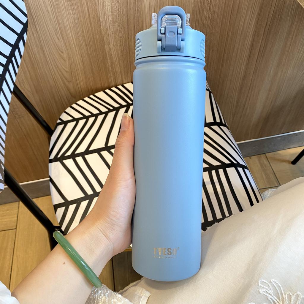 Tyeso 600ML/750ML Stainless Steel Thermos Bottle Car Insulated Cup Portable Sport Vacuum Flask Keeps Cold and Heat Thermal Mug
