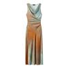 Fashion Style 2024 Summer New Arrival Female Ruched Tie-Dye Floral Print Slit Mid Length Long Length Dress 3031200 330