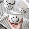 Smile Ceramic Bowl Rice Soup Salad Bowls White Plate Bowl Set Fruit Bowls Kitchen Household Supplies Nordic Korean Tableware