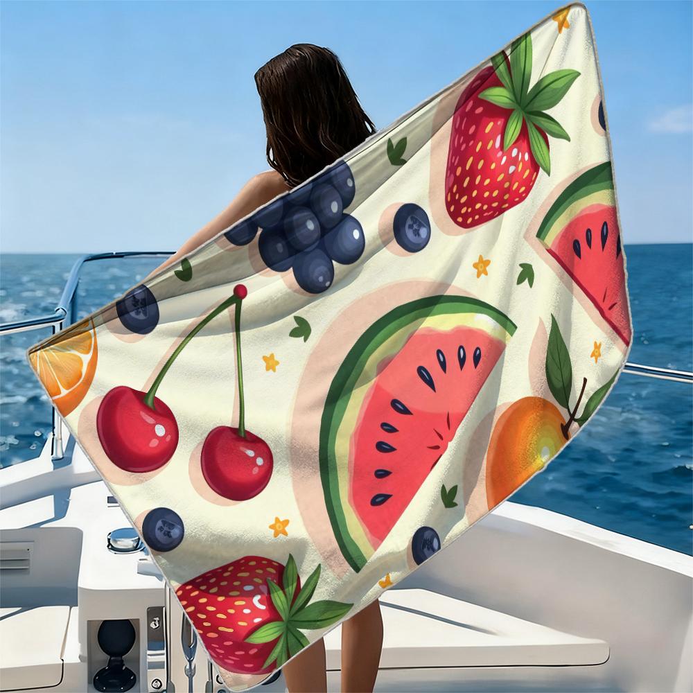 Mixed Fruit Beach Towel Ultra-fine Fiber Quick Drying Absorbent Beach Swimming Vacationvacation Essentials Gifts
