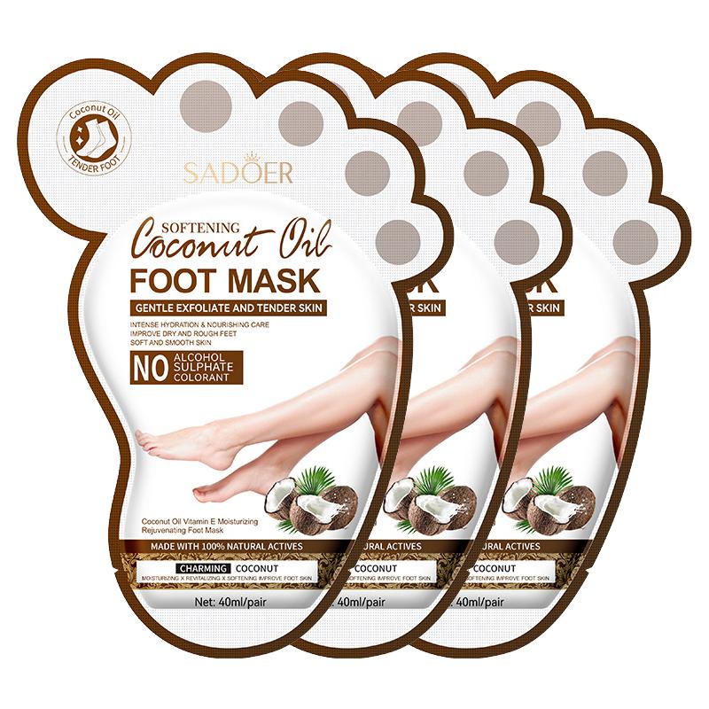 SADOER Coconut Foot Mask Moisturizing Whitening Foot Peeling Mask Anti-aging Exfoliating Feet Pedicure Exfoliant Feet Skin Care