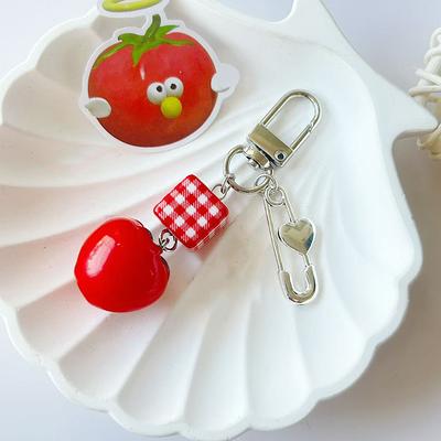 Frucht Handykette Schlüsselanhänger Süßer Roter Apfel Schlüsselanhänger Herz Schmuck Rucksackanhänger DIY Zubehör