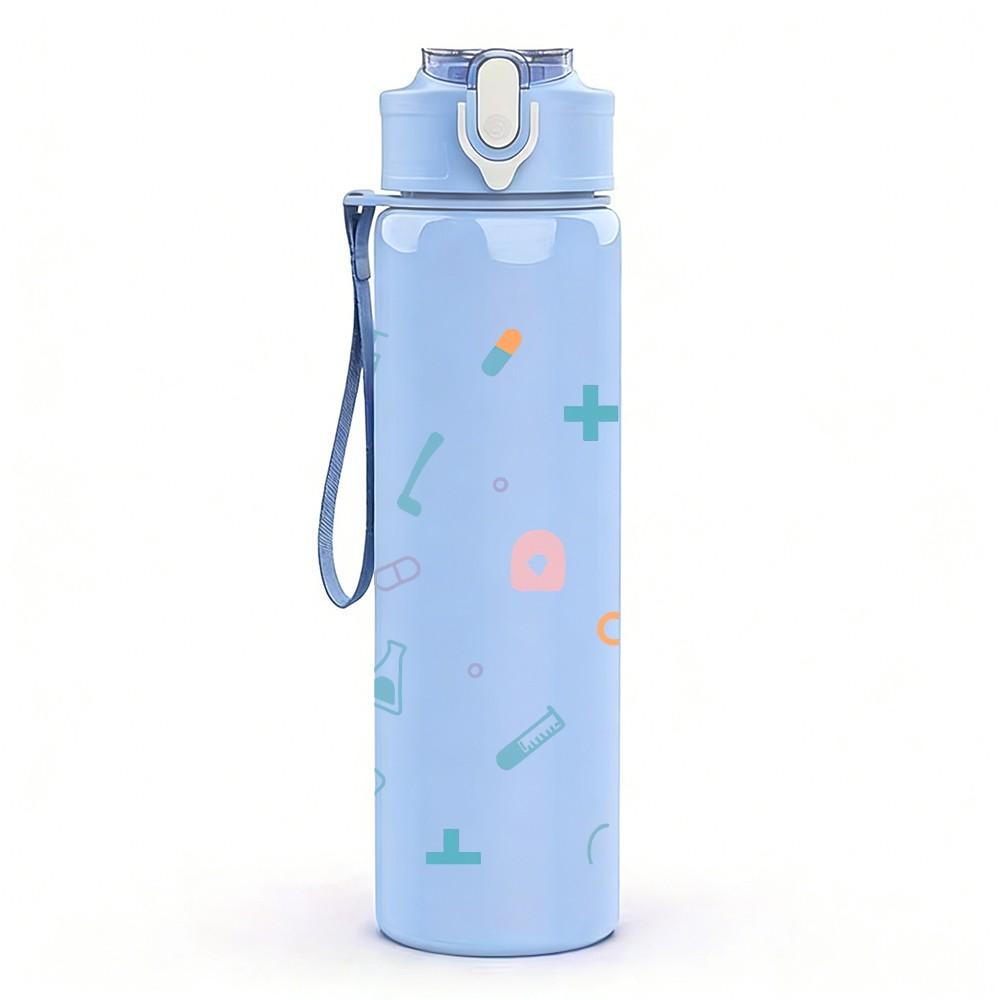1PC Pastel Heart Dot Seamless Pattern 750ml Color Plastic Sports Water Bottle Leakproof Flip Straw Lid Suitable for Sports Office Home Use