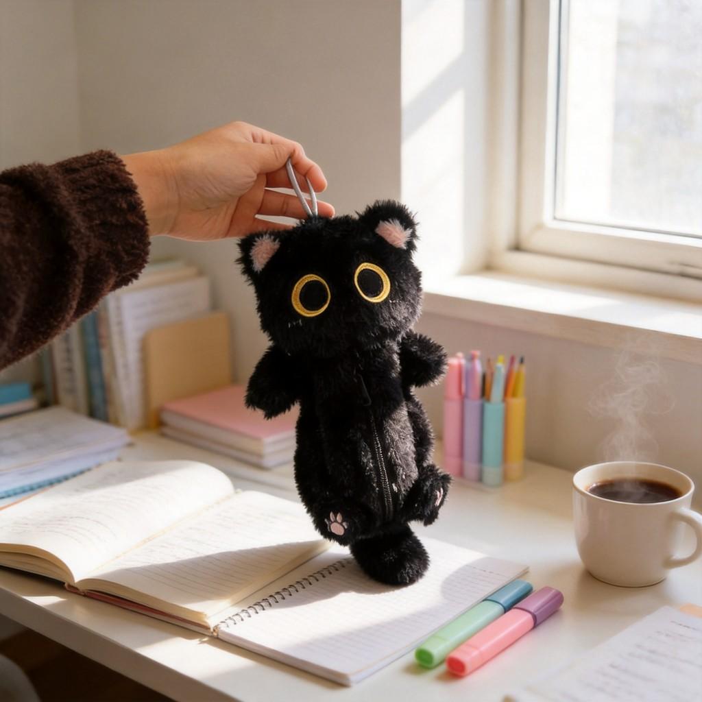 Plüsch-Siamesenkatze Federmäppchen mit großem Fassungsvermögen für Schreibtischaufbewahrung und als Geschenk