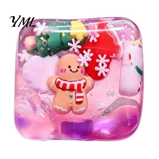 Fun Holiday Souvenirs for Teens Christmas Stress Relief Toy with Internal Dolls, Transparent Soft Maltose Relieving Squishy Toys Cube Sensory