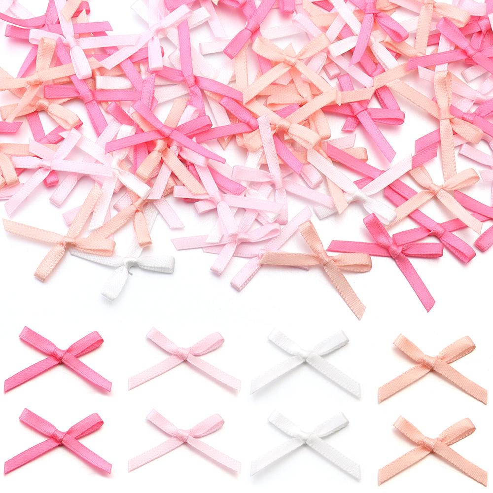 50Pcs/pack Color Ribbon Bows Fashion Small Size Satin Ribbon Bow DIY Handmade Crafts Hairpin Hair Grip for Party Home Decoration