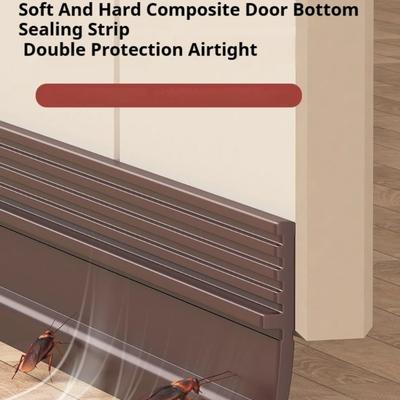 1pc 1M/39.37in Self-Adhesive Windproof Door Bottom Seal Strip Double Dustproof Free-Cutting Under Door Weatherstrip